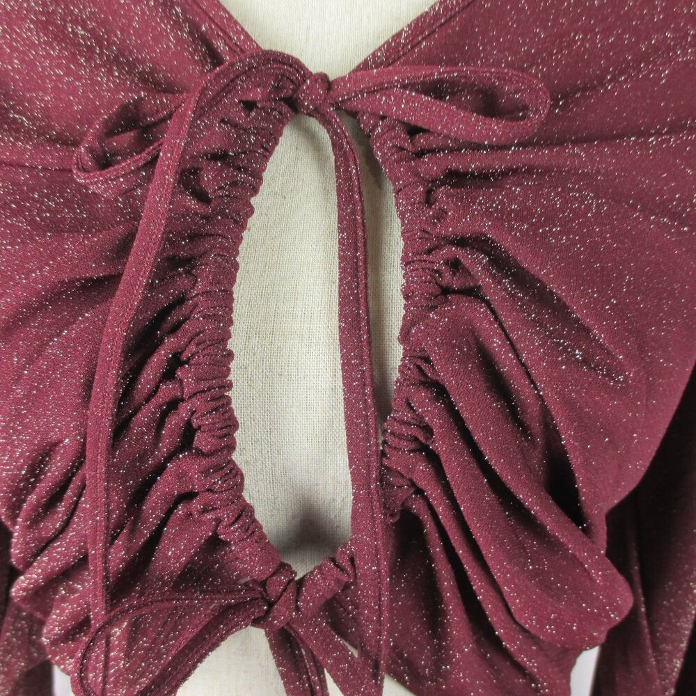 Savage Fenty Burgundy Sleep & Shine long sleeve cropped tee 3X NEW Coquette - Picture 5 of 9